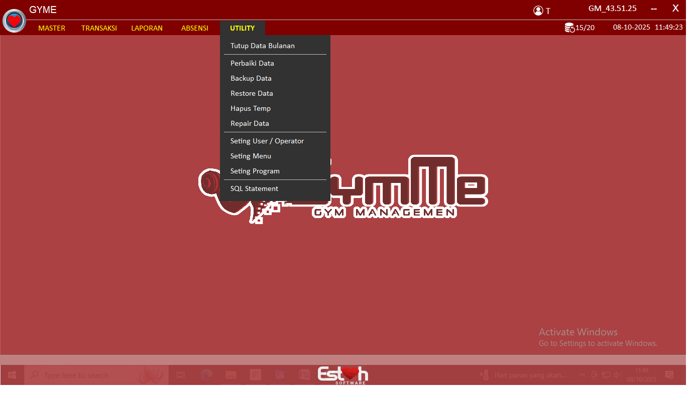 Dashboard Utama GYMME