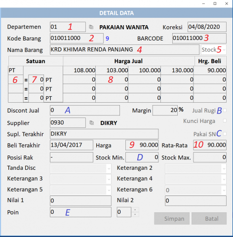 Penjelasan Detail Data Barang Tumbas Series