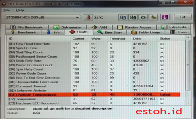 Cara Cek kondisi Hardisk atau SSD dengan Software HDTune